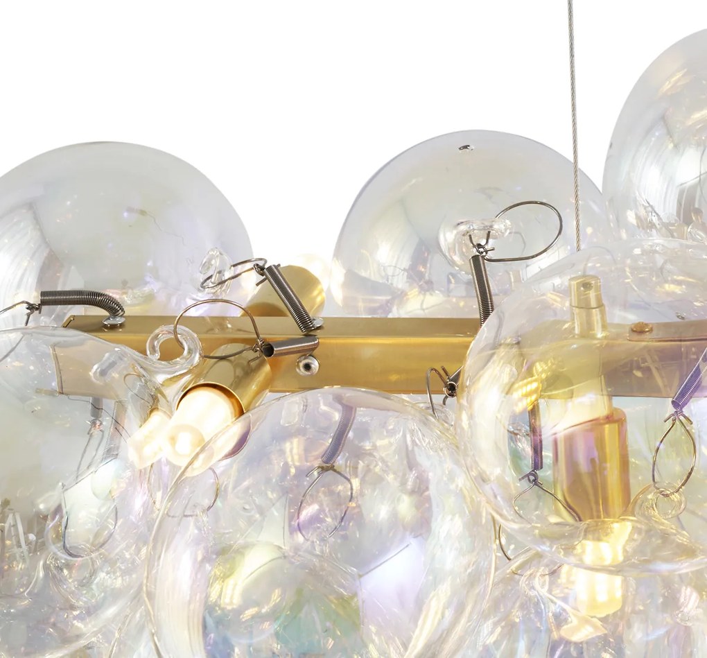 Дизайнерска висяща лампа златна с дъгово стъкло 8 светлини - Uvas