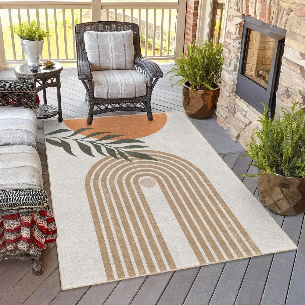 Кремав килим подходящ за пране 80x150 cm Dot Arch – Mila Home