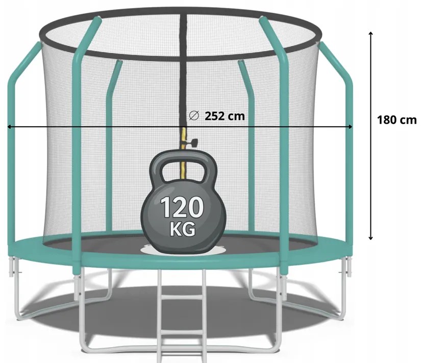 Градински батут Premium за деца със закрита мрежа 8FT - Ø 252 cm