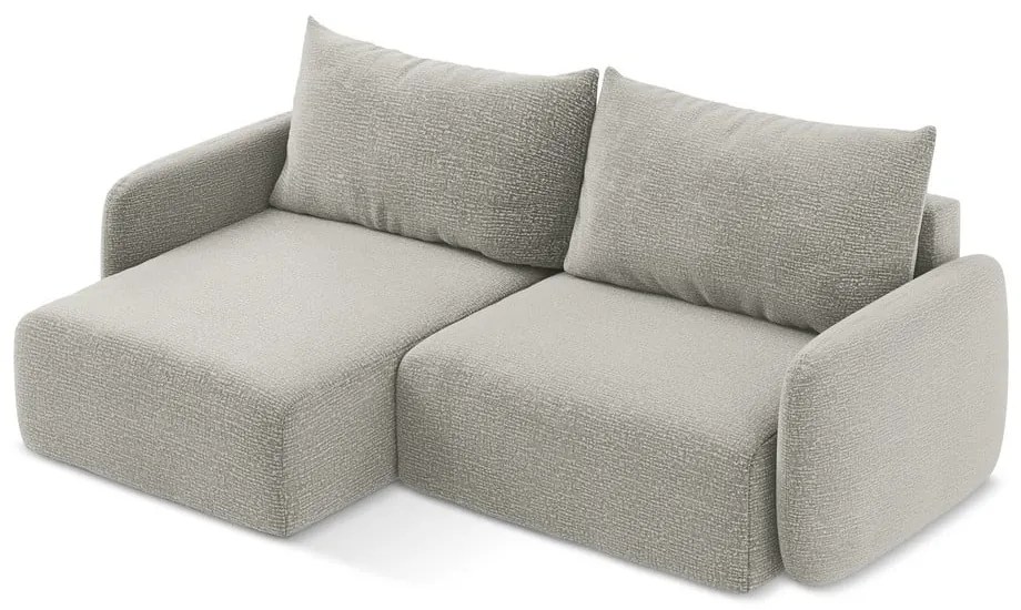 Светлосив разтегателен ъглов диван с място за съхранение (ляв ъгъл) Kalena – Makamii