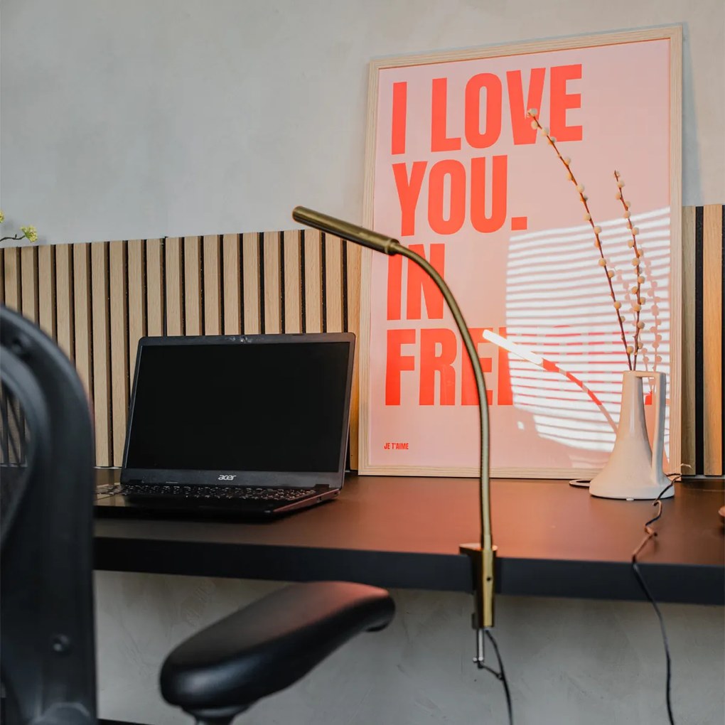 Скръцваща настолна лампа месинг с LED с сензорен димер - Lionard