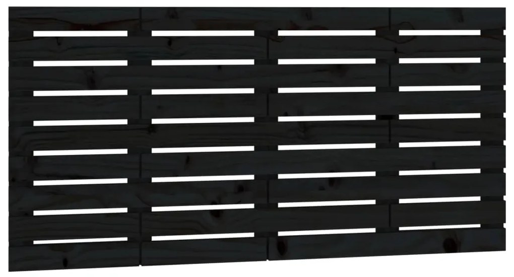 824737 vidaXL Стенна табла за спалня, черна, 146x3x63 см, борово дърво масив