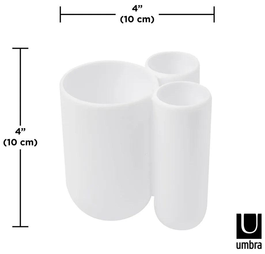 Бяла пластмасова чаша за четки за зъби Touch - Umbra