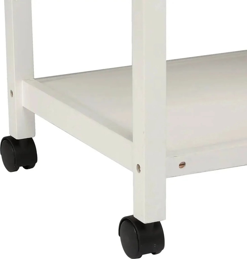 Кухненска количка 5five, Голяма, Бяло дърво и бамбук, С ефект