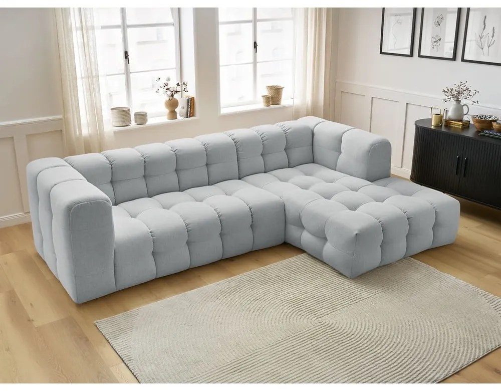 Светлосив ъглов диван (десен ъгъл) Cloud – Bobochic Paris