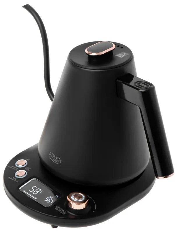 Електрическа кана Adler AD 1349, 1100W, 1 л, 40-100 C, Поддържане на топлината, LED дисплей, Черен