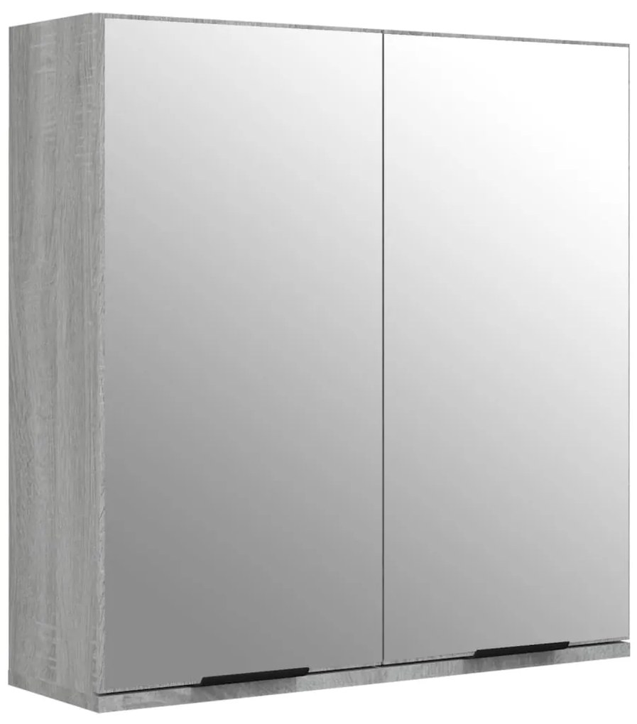 817067 vidaXL Шкаф за баня с огледало, сив сонома, 64x20x67 см