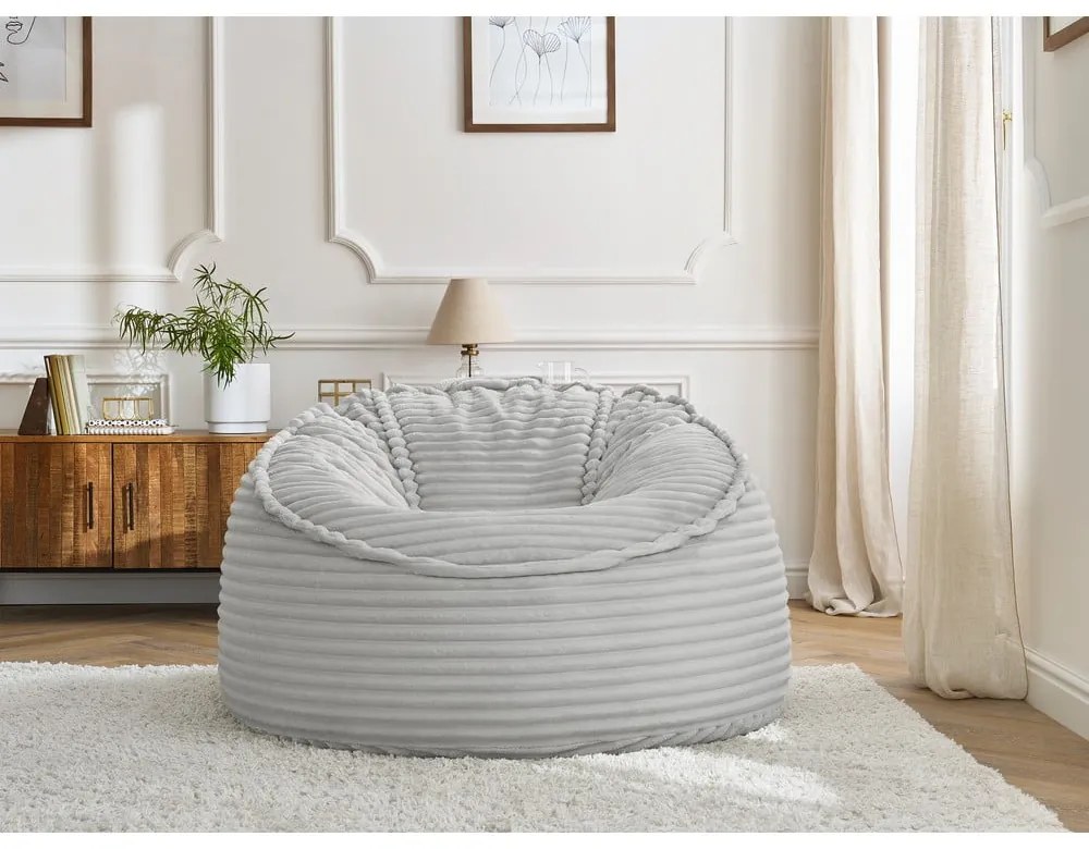 Светлосив пуф от рипсено кадифе Socrate – Bobochic Paris