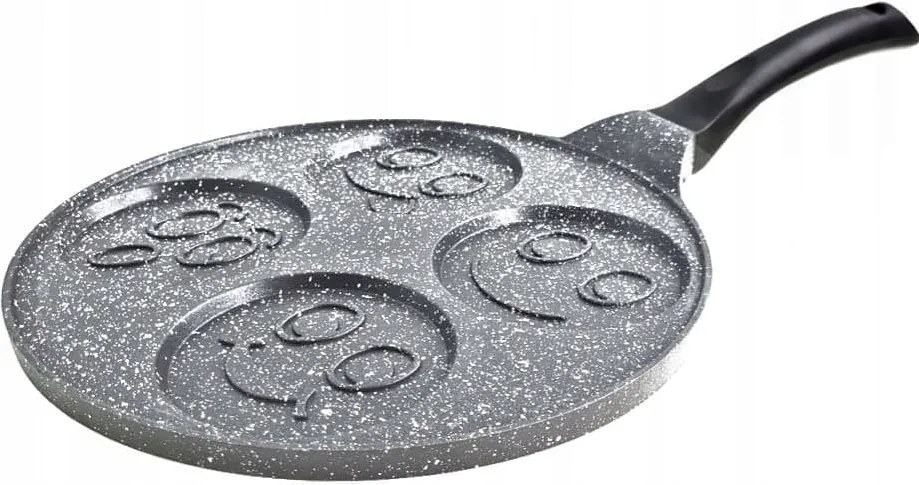 Тиган за палачинки с личица ZILNER ZL 2420, 26 см, 4 различни форми, Мраморно покритие, Сив