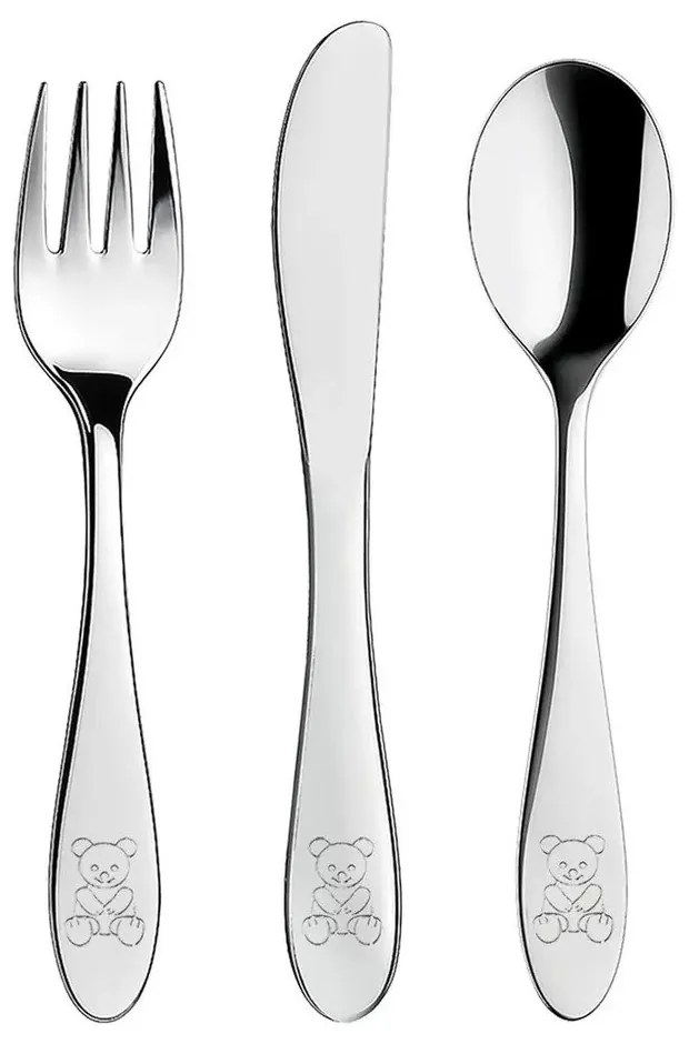 Детски прибори от неръждаема стомана в сребристо 3 бр. - Orion