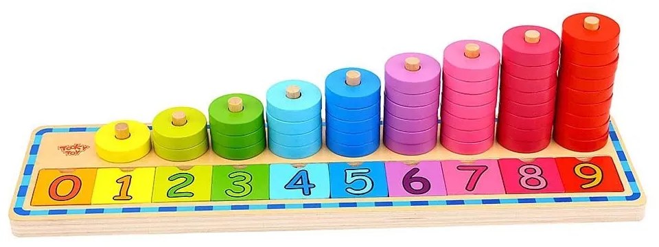 Tooky Toy - Дървена цветна низанка Научи се да броиш до 10 TKJH851