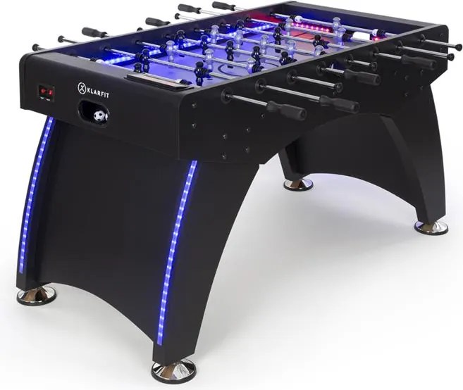KLARFIT Arrowhead, футбол за маса, 117 x 68, LED осветление, автоматично броене на головете, черна