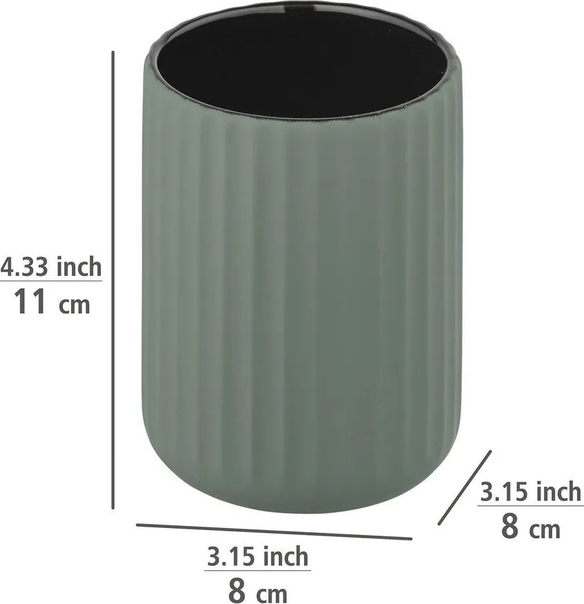 Зелена керамична чаша за четки за зъби Belluno - Wenko