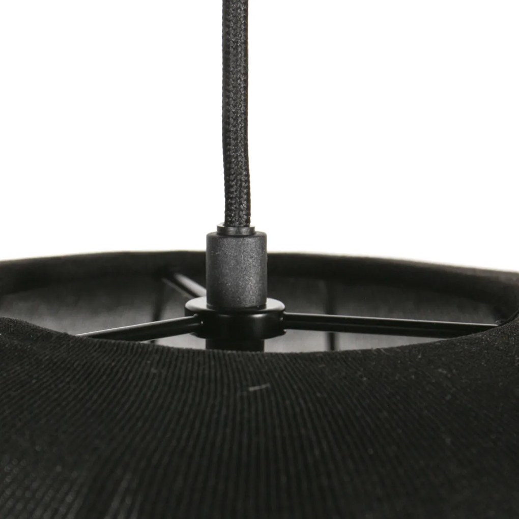 Японди висящ лампа черен с текстилен абажур 45см - Sable