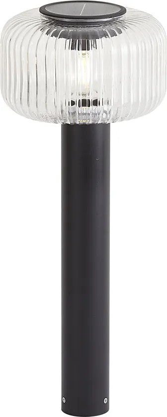 Модерен външен стълб черен с оребрено стъкло вкл. LED соларна IP65 - Ribble Mushroom