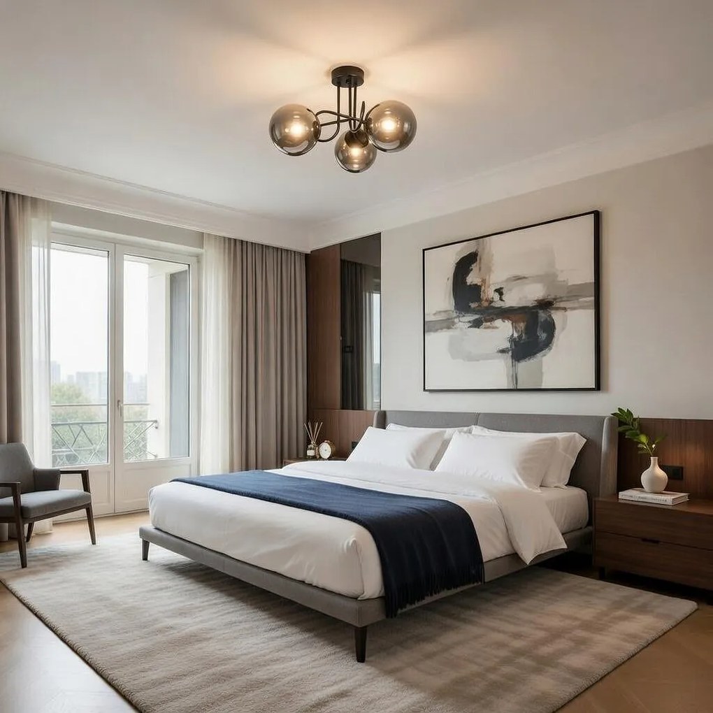 Плафон МОНА, черен/сив, 3хE27