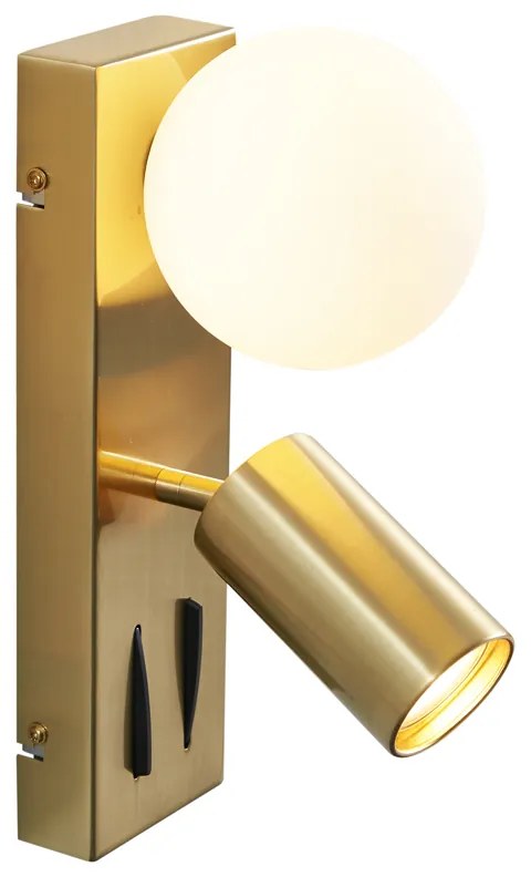 Модерна месингова стенна лампа с 2 светлини, регулируема с USB-C порт - Lesly