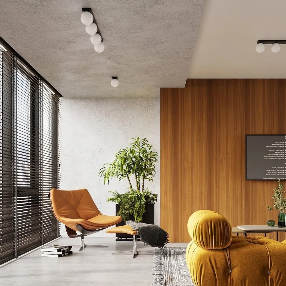 Черна лампа за таван със стъклен абажур ø 12 cm Umerta - Sollux