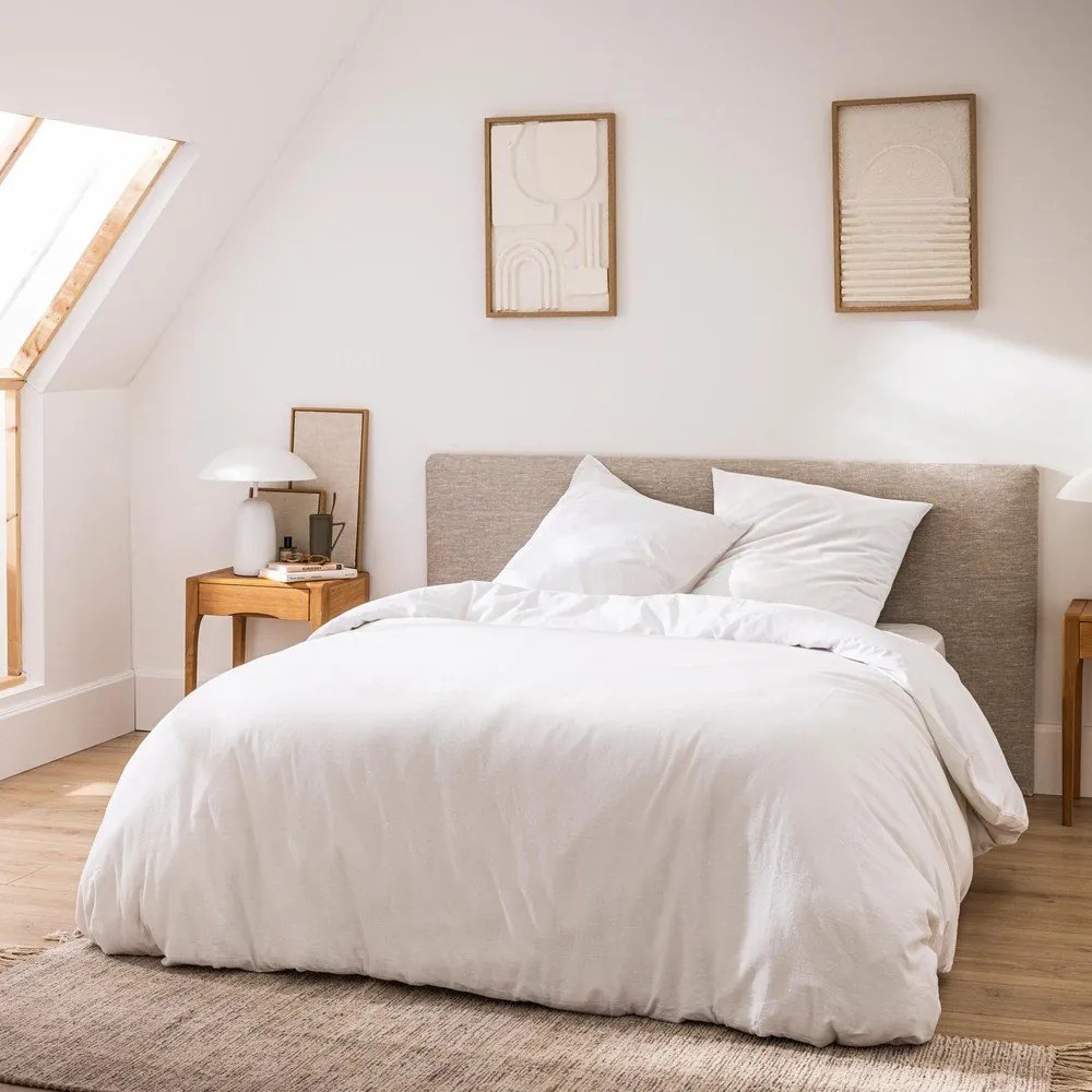 Бяло двойно /удължено 3 части памучно спално бельо 240x220 cm Meline – douceur d'intérieur