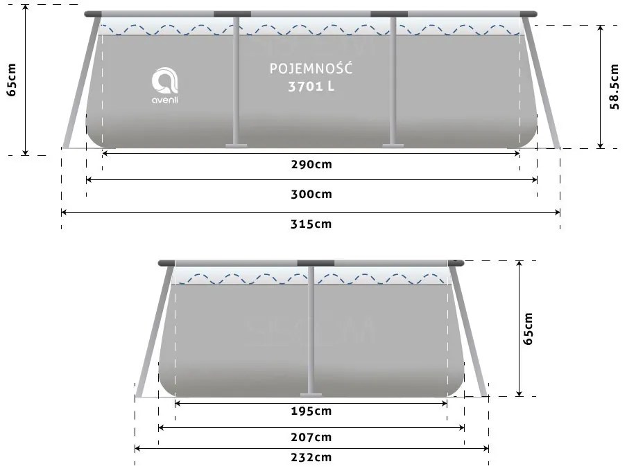 Градински басейн с филтрация 300 x 207 x 65cm
