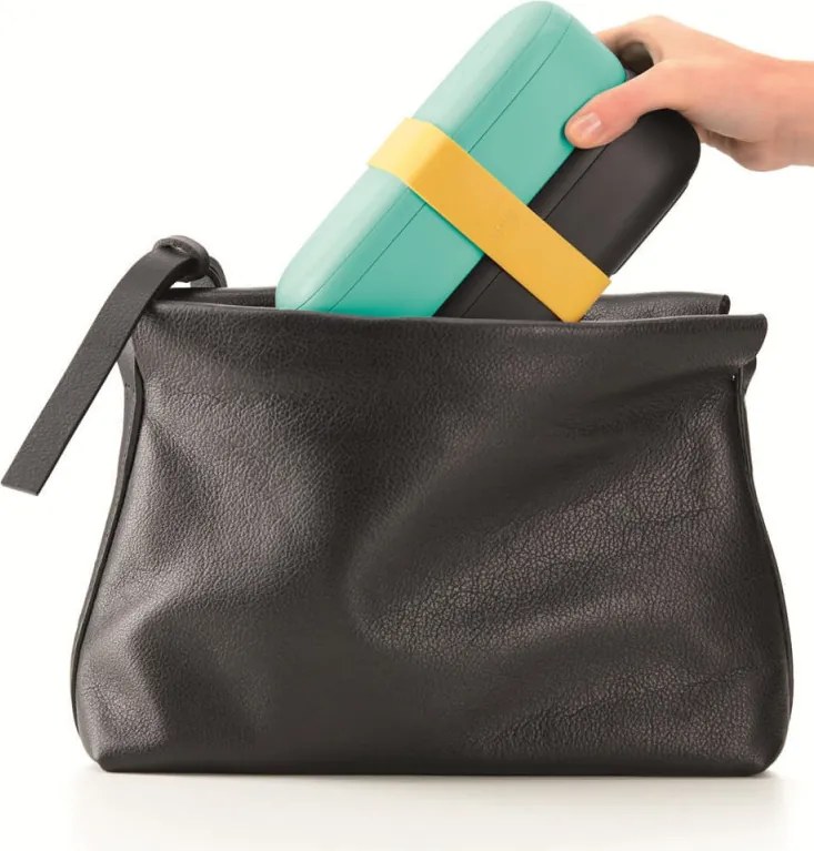 Комплект 2 бр кутии за храна Lekue On The Go 1010220, 500 мл, Херметично затваряне, Отделение за прибори, Клапан за микровълнова, Тюркоаз