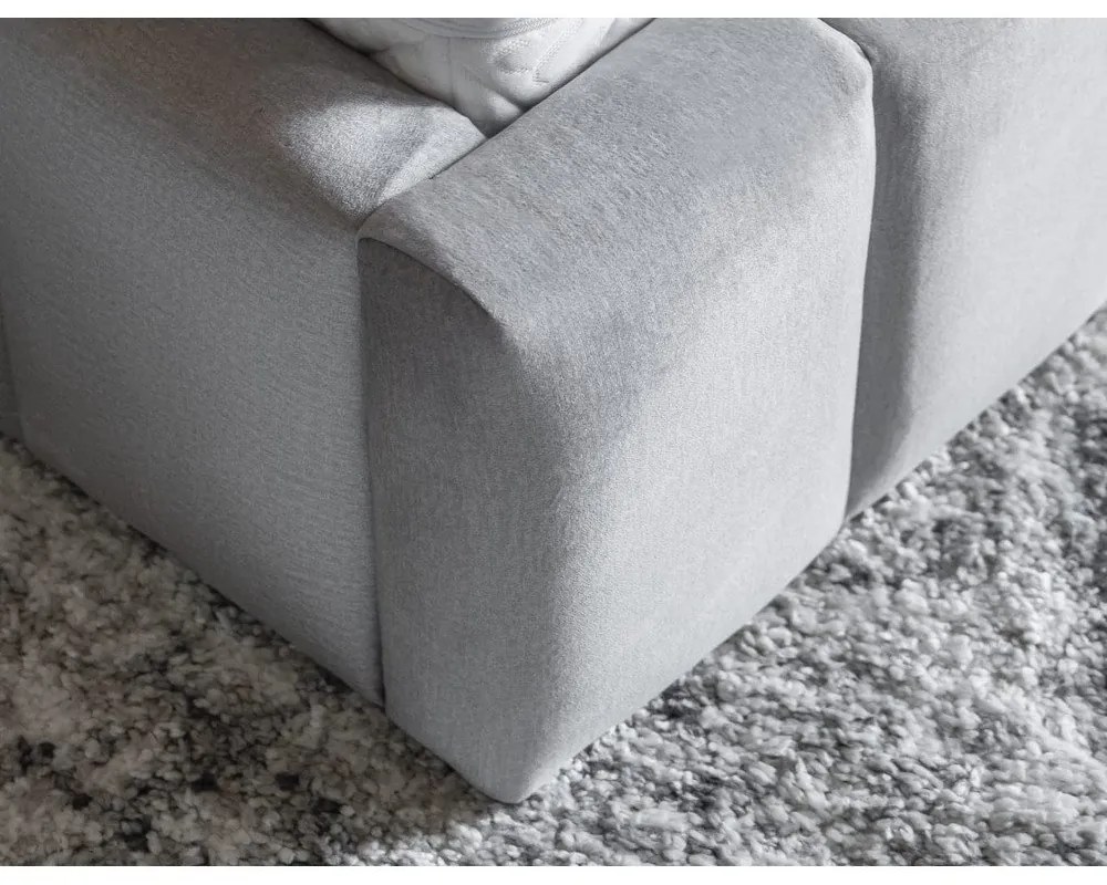 Светлосиво тапицирано двойно легло с място за съхранение и включена подматрачна рамка 160x200 cm Lamica – ELTAP