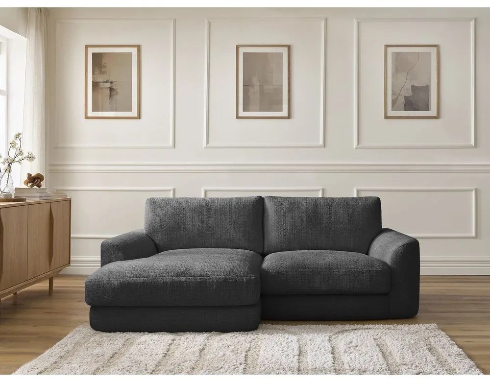 Черен шенилов ъглов диван (ляв ъгъл) Leonore – Bobochic Paris