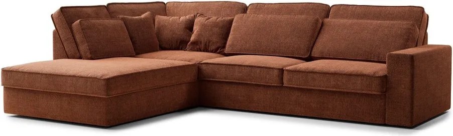 Шенилов ъглов диван в меден цвят (ляв ъгъл/L форма) Kirou – Maison de Rêve