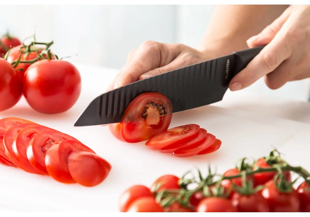 Klarstein KISSAKI комплект ножове магнитно и незалепващо покритие вълнообразна форма черен