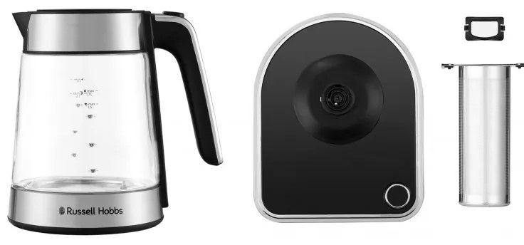 Електрическа кана Russell Hobbs Attentiv 26200-70, 3000W, 1.7 l, Инфузер, Температурен контрол, Таймер, Инокс/черен