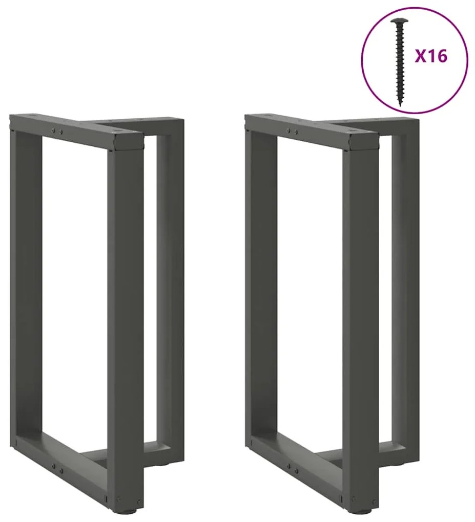 4013082 vidaXL Крака за бар маса, Т-образни, 2 бр., антрацит, 60x35x(90-91) см, стомана