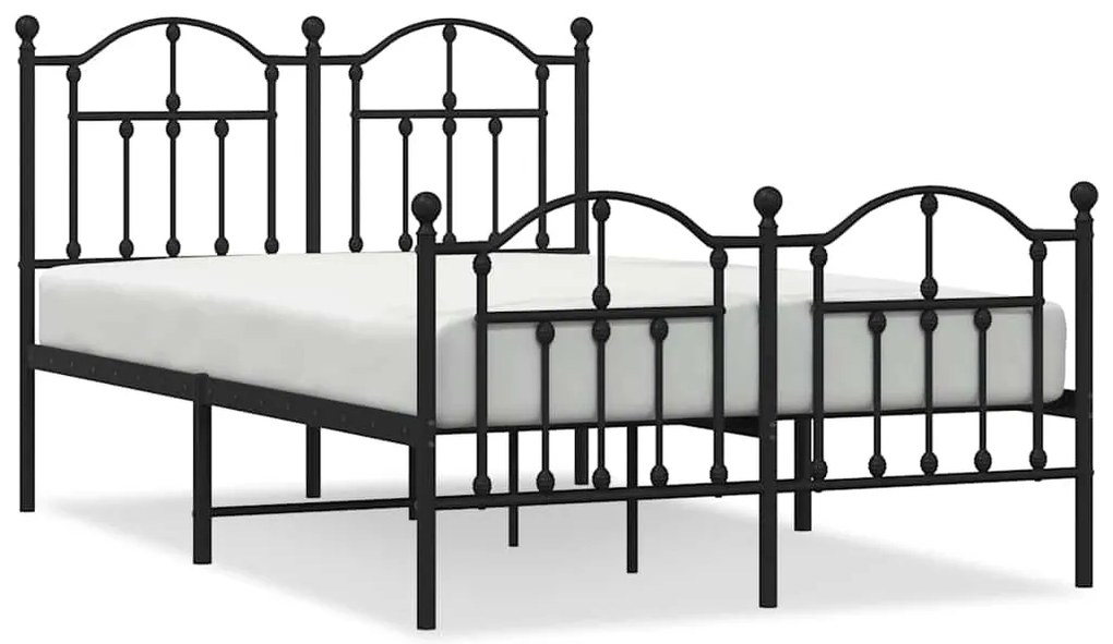 353455 vidaXL Метална рамка за легло с горна и долна табла, черна, 120x200 см