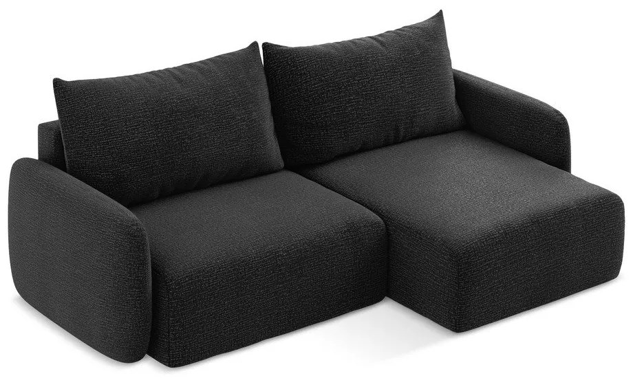 Черен разтегателен ъглов диван с място за съхранение (десен ъгъл) Kalena – Makamii