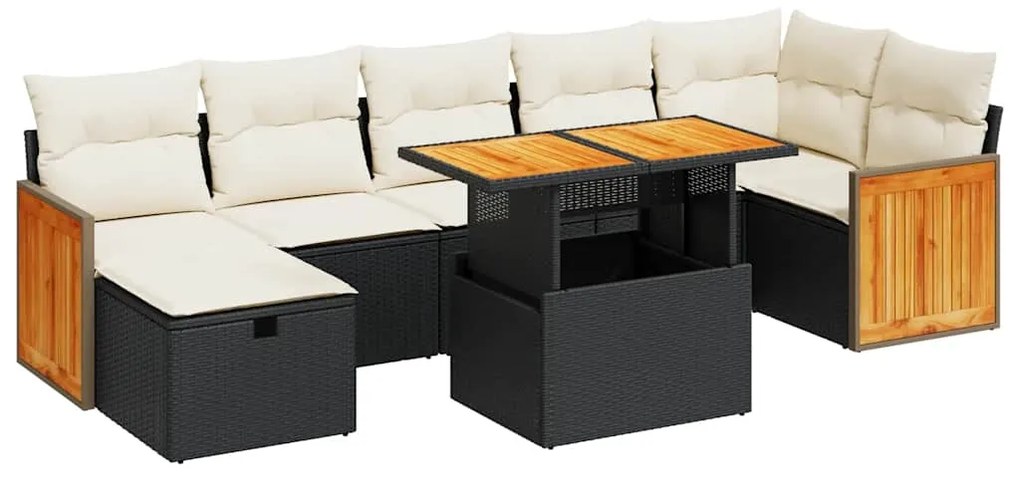 3328162 vidaXL Градински комплект с възглавници, 5 части, черен полиратан