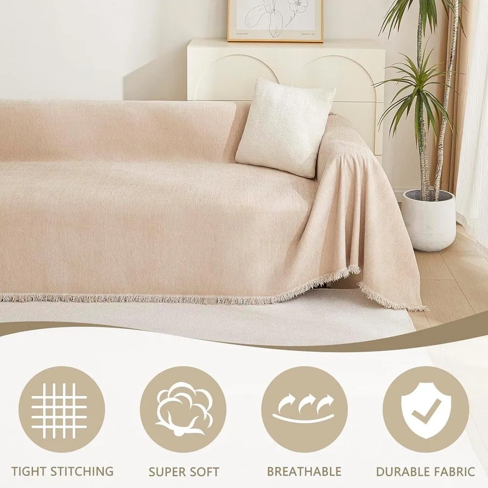 Бежово двуместно покривало за диван Talo – Filumi