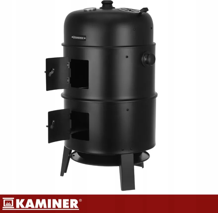 Градинска скара на дървени въглища с пушилня 3 в 1