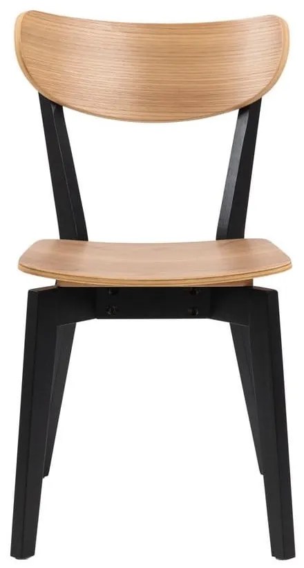 Трапезен стол в дъбов декор в черно и натурално Roxby - Actona