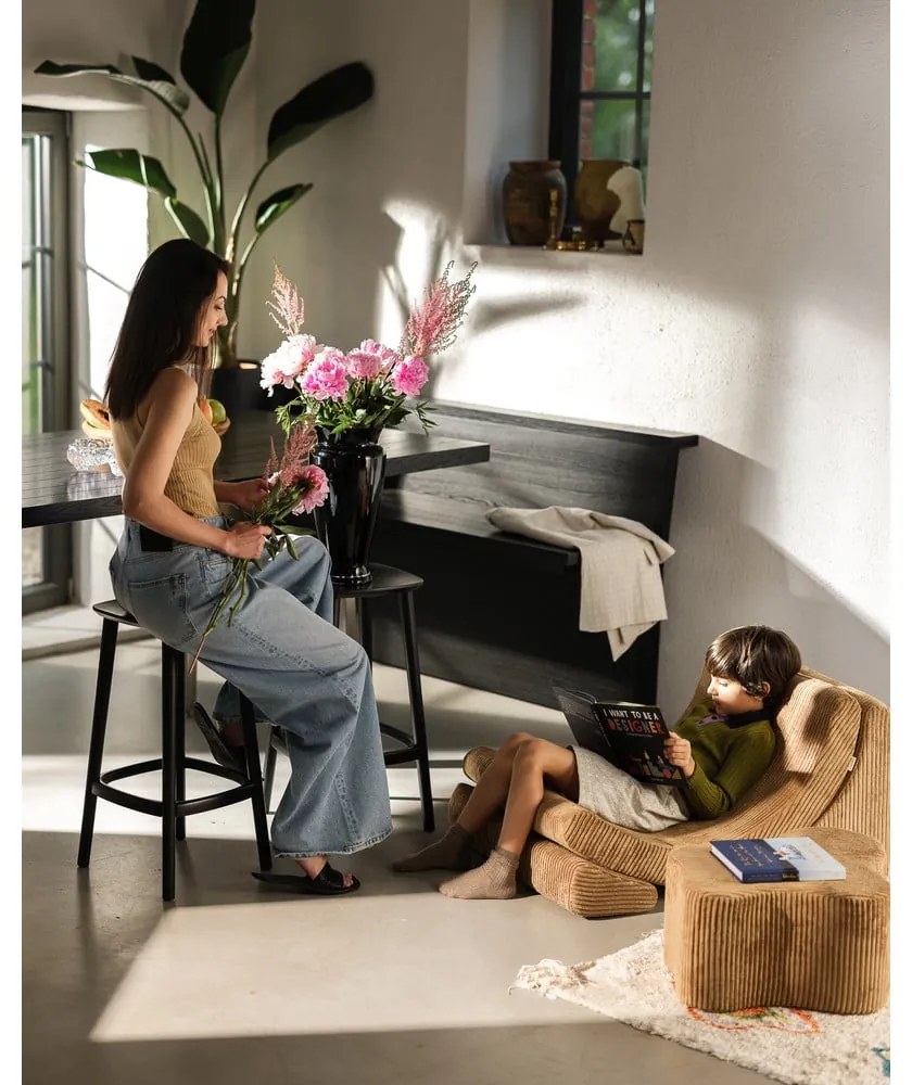 Кафяв детски пуф от рипсено кадифе Cloud – Wigiwama