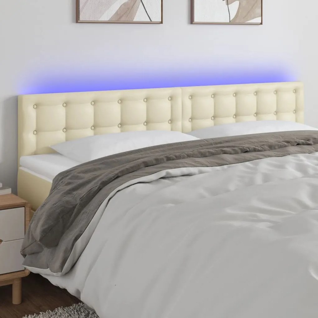3121710 vidaXL LED Горна табла за легло, кремава, 160x5x78/88 см