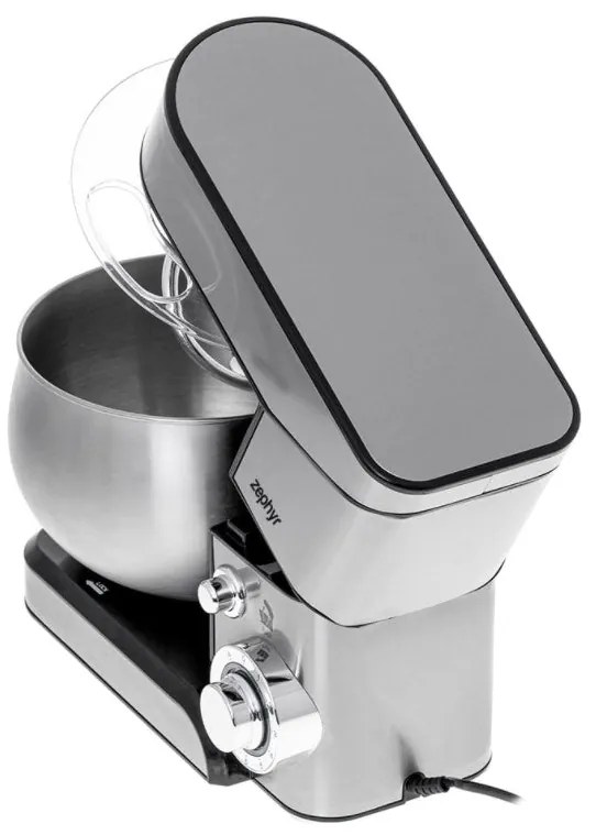 Планетарен миксер с иноксова купа ZEPHYR ZP 1115 U, 1000W, 5 литра, 6 степени, Приставки, Стомана, Сребрист
