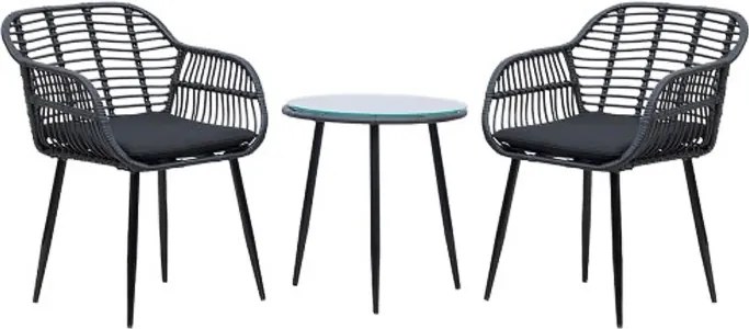 Градински ратанов комплект NAPOLI - черен комплект с 2 стола и маса
