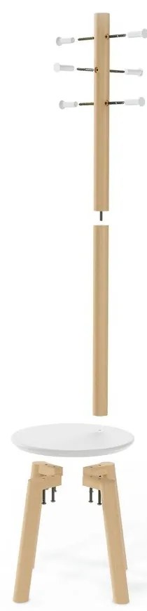 Бяла дървена закачалка от естествен каучук Pillar - Umbra