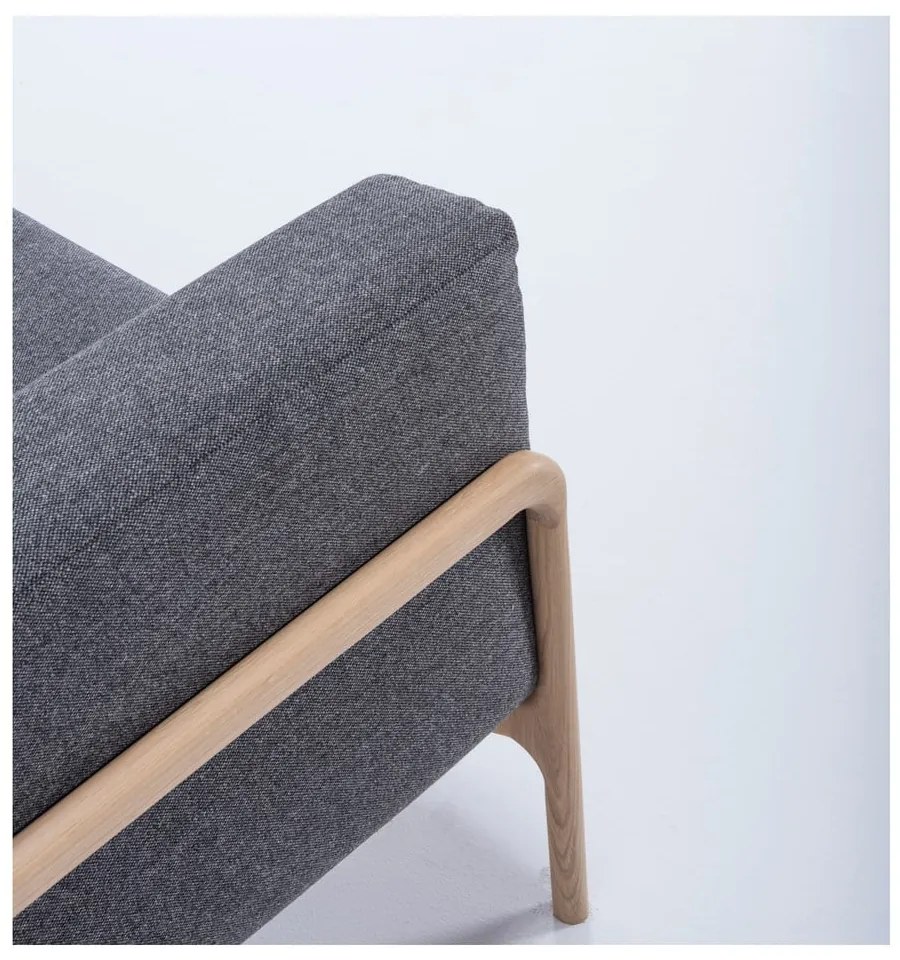 Тъмно сив диван със структура от дъбова дървесина , 240 см Fawn - Gazzda