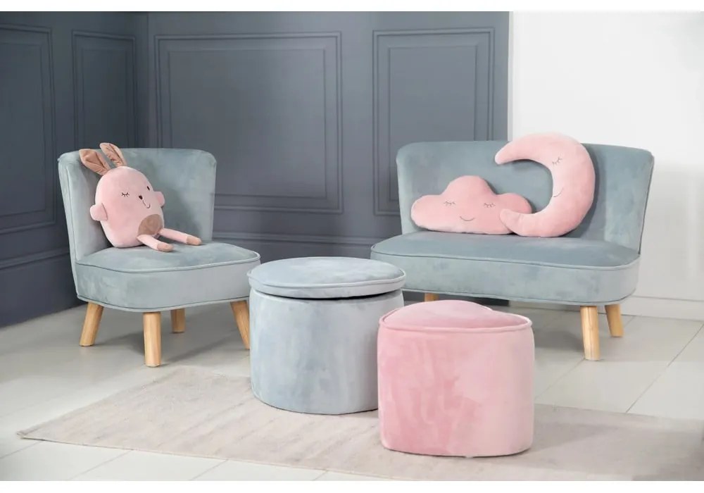 Светлосиньо кадифе бебешки стол Lil Sofa - Roba