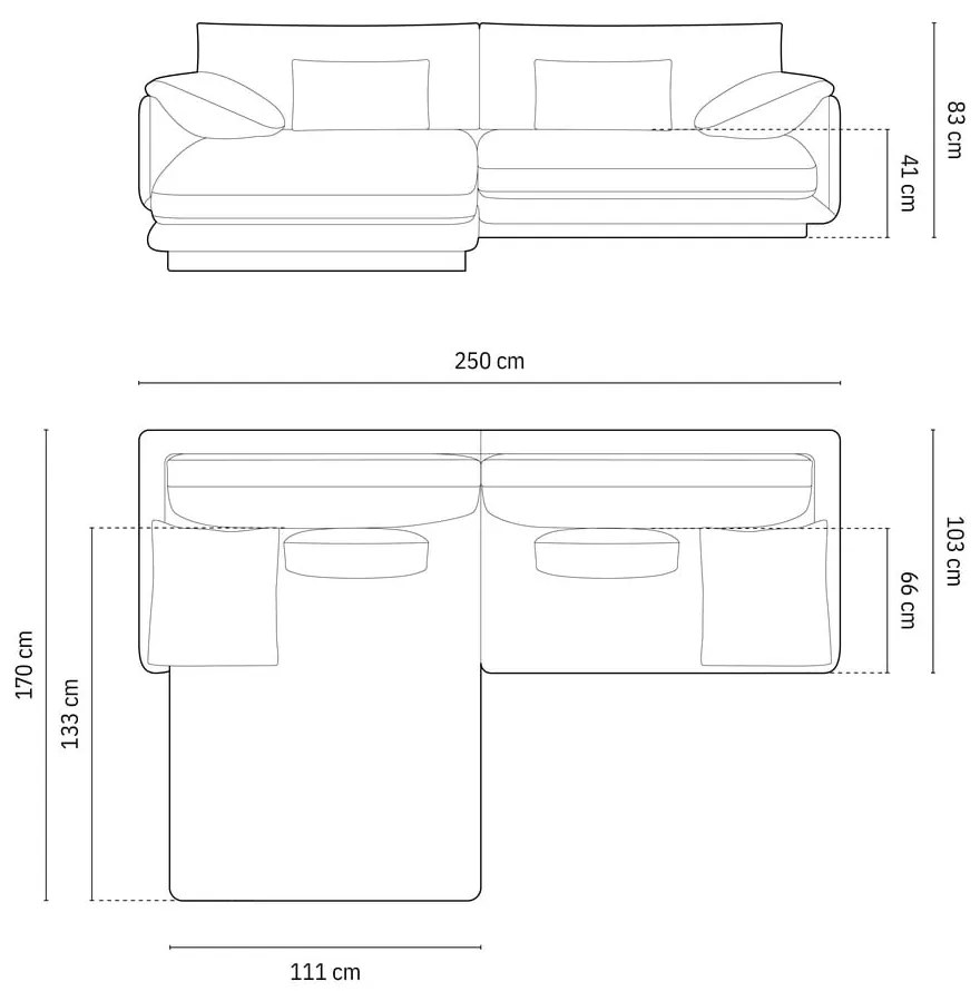 Тъмносив ъглов диван (ляв ъгъл) Torino – Micadoni Home