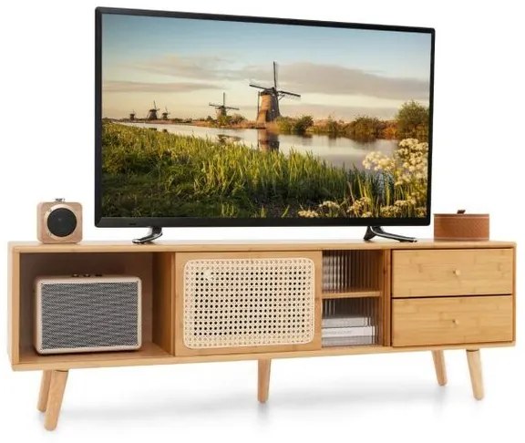 Бамбукова ТВ стойка за телевизори до 65" 140 x 31 x 45,5