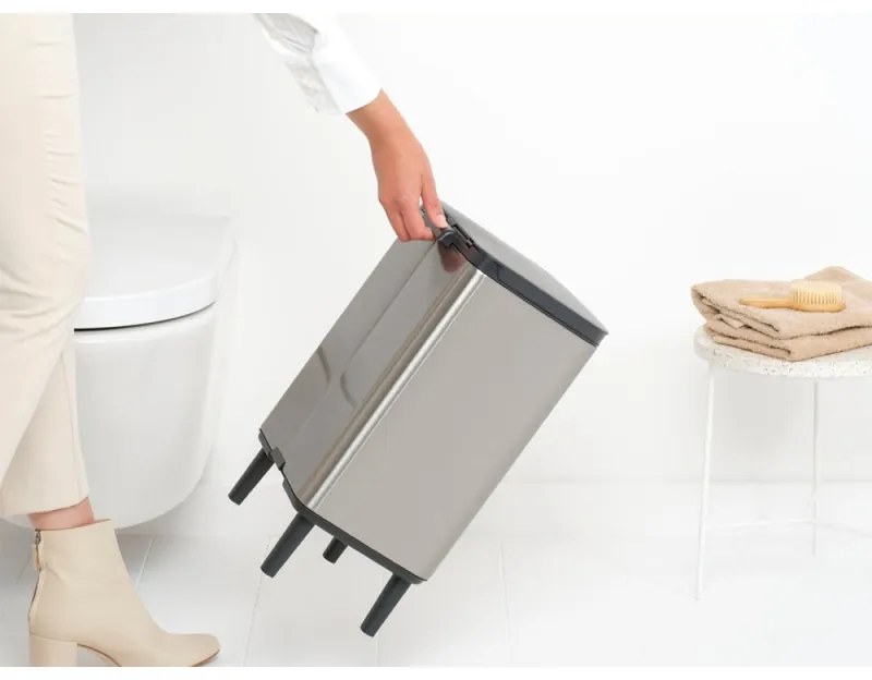 Кош за боклук Brabantia Bo Small Hi 1006650, 12 л, Плавно и безшумно отваряне, Противоплъзгаща основа, Устойчив на пръстови отпечатъци, Инокс