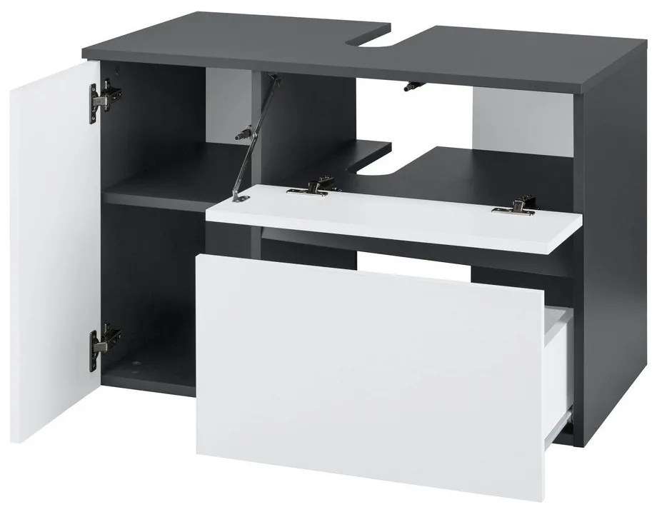 Стенен шкаф за мивка в бял и антрацитен цвят 80x53 cm Wisla – Støraa