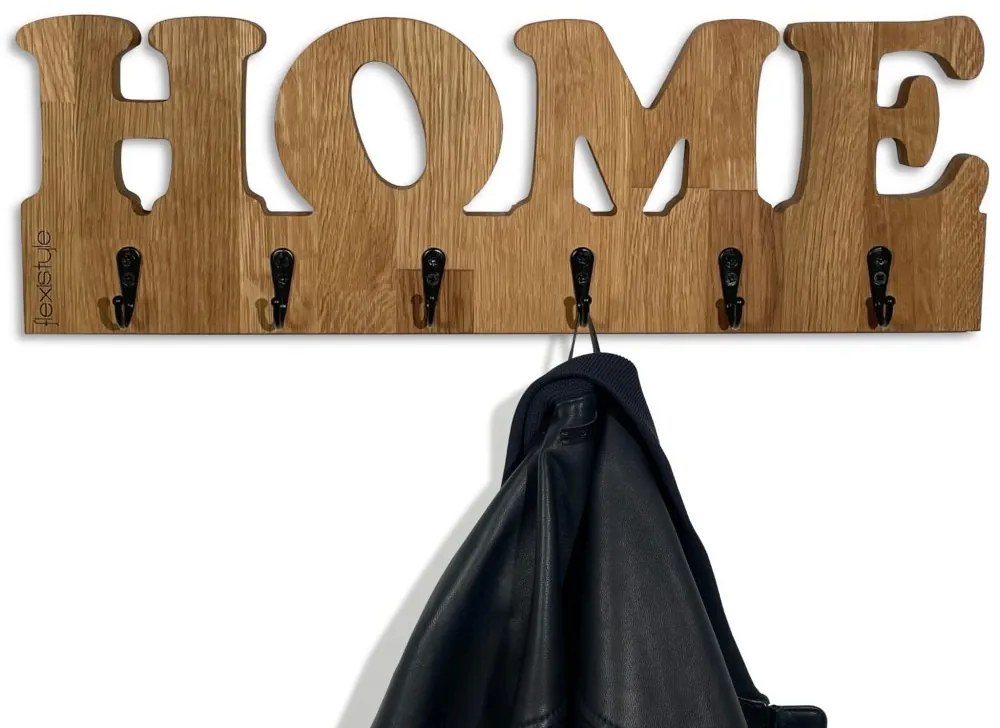 Масивна дъбова закачалка за стена HOME - 50 x 16,5 cm