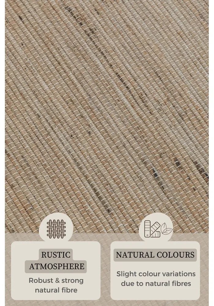 Бежова двустранна/ръчно изработена пътека със смес от юта 80x200 cm Handloom – Hanse Home